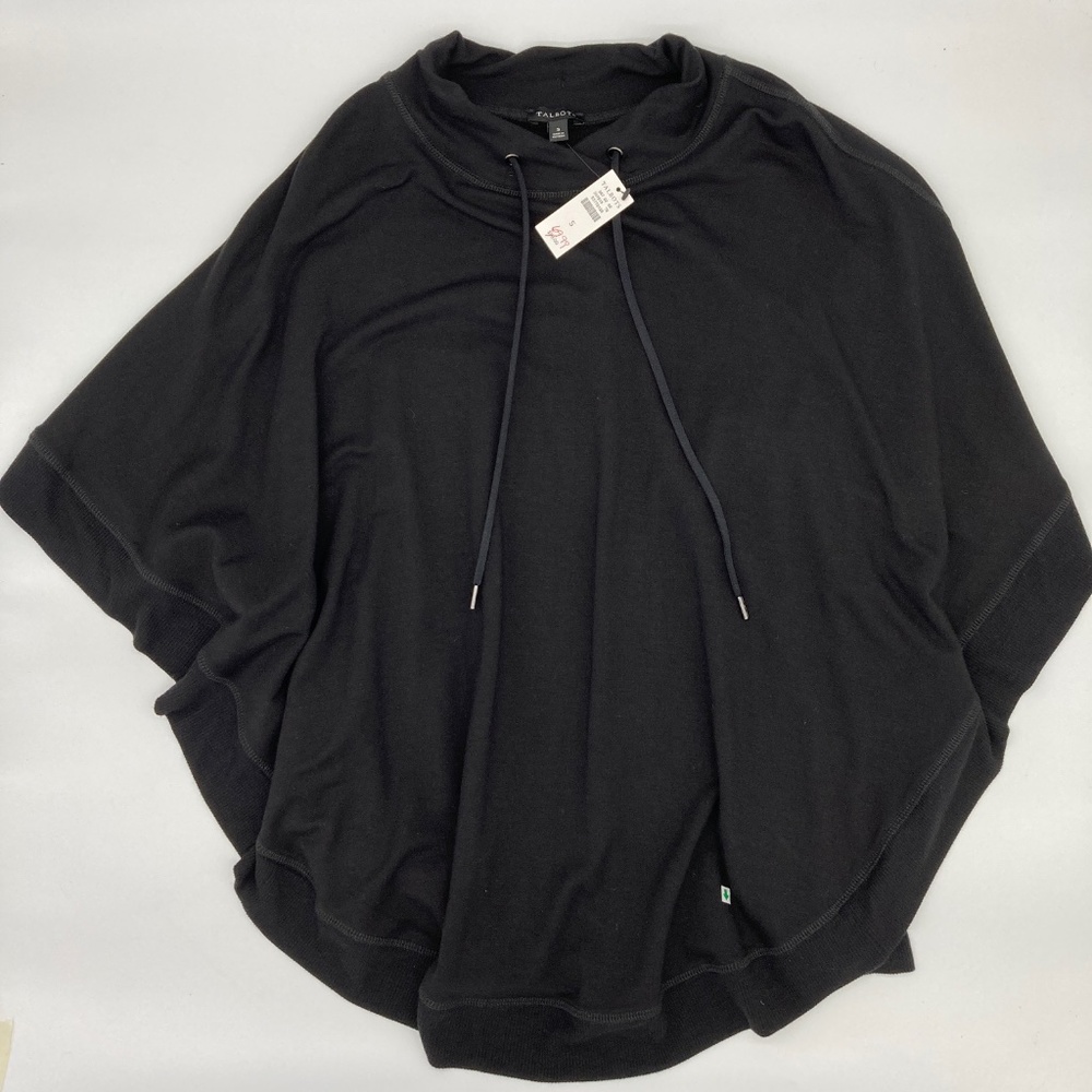 NWT Talbots Black Soft Knit Poncho Cape